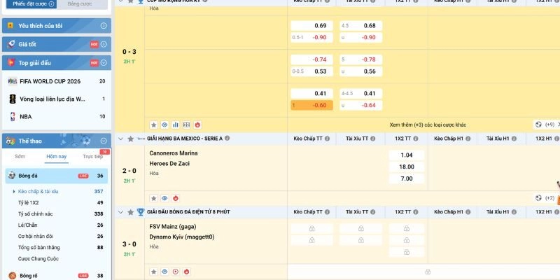 FIVE88 có tỷ lệ kèo thể thao cao hơn thị trường